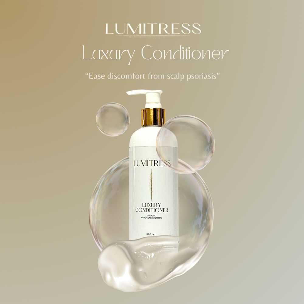 LUMITRESS Luxury Conditioner bottle with pump on a beige background
